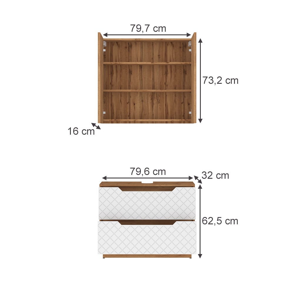 Badmöbel-Set 2-teilig Weiß 80x62.5cm - Maisons Du Monde