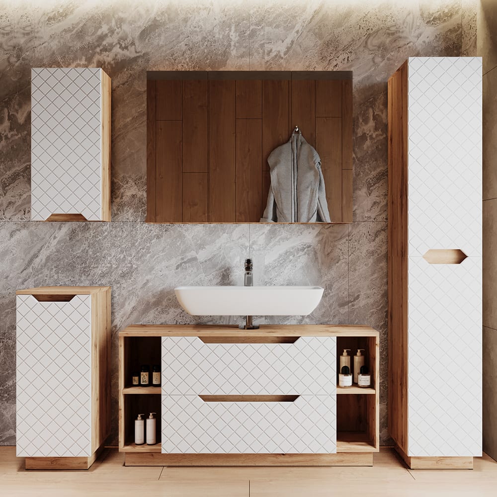 Badmöbel-Set 5-teilig Weiß 120x62.5cm - Maisons Du Monde