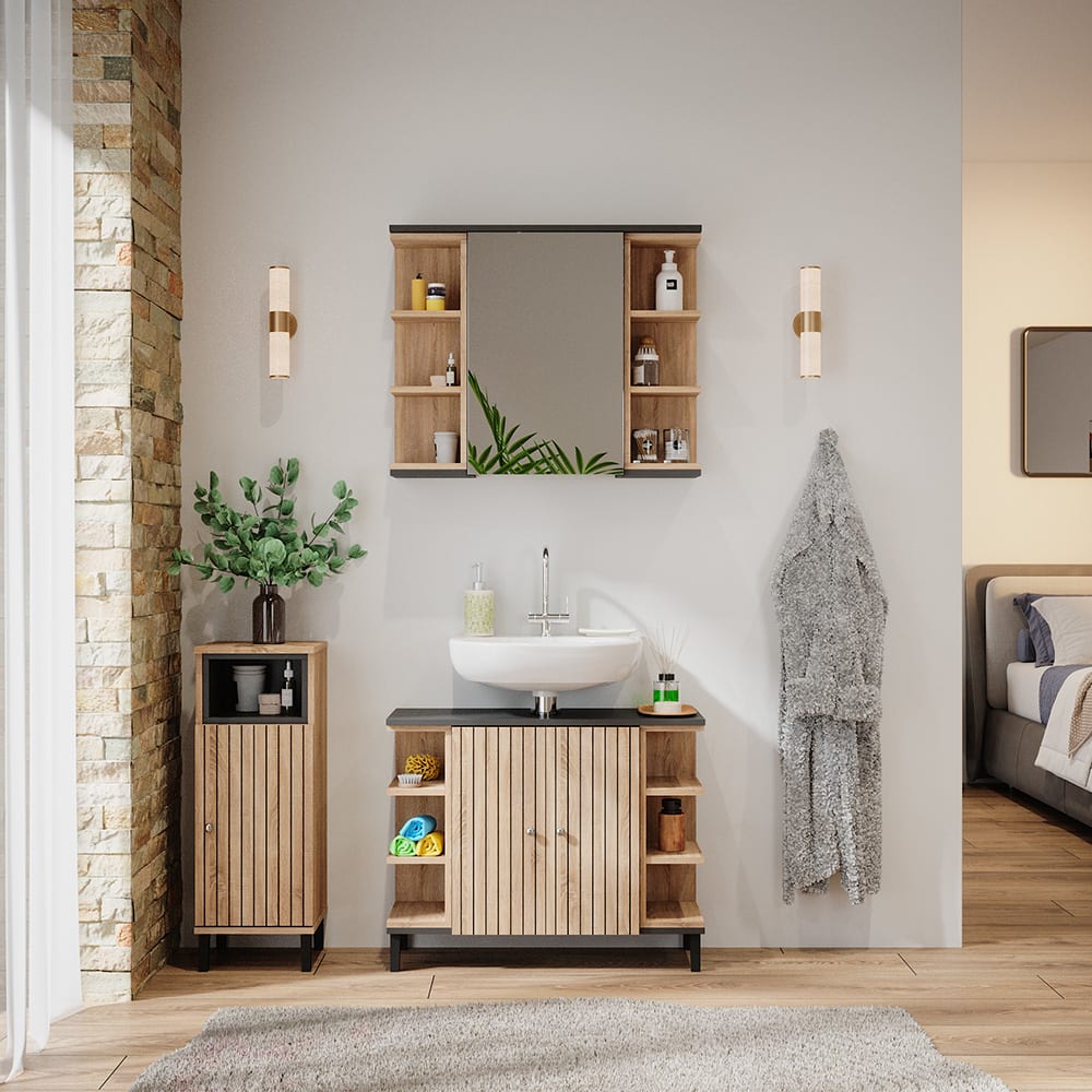 Badmöbel-Set 3-teilig Sonoma 80x64cm - Maisons Du Monde