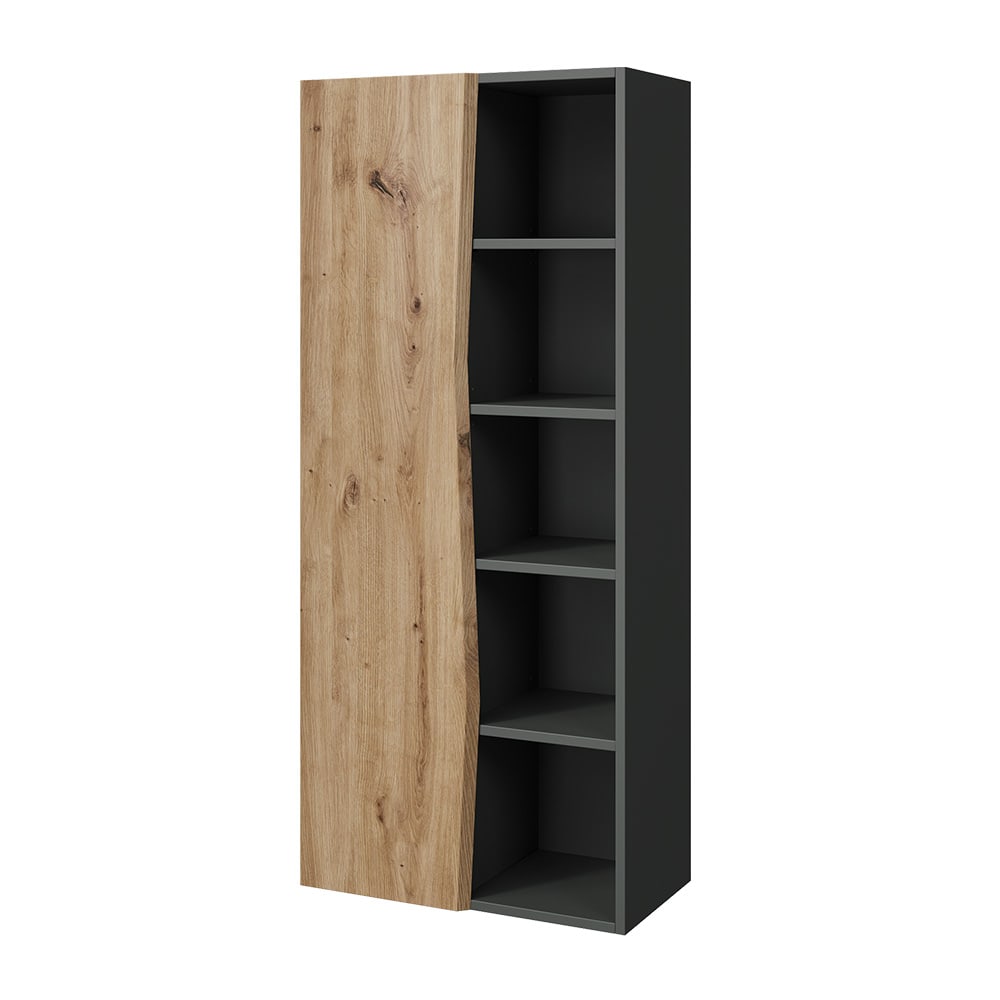 Vicco Badschrank mit 5 offenen Fächern Artisan Eiche/Anthrazit 56x130cm style modern Braun Spanplatte