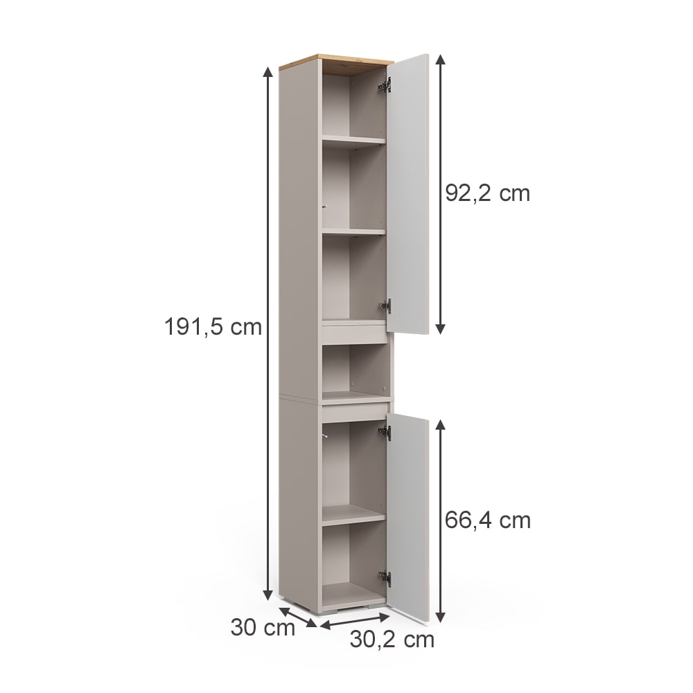 Badschrank mit 2 Türen Cashmere/Artisan 30.2x191.5cm - Maisons Du