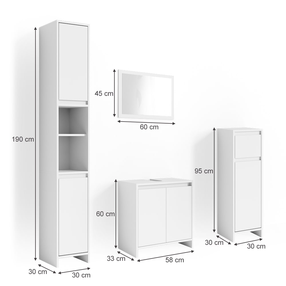 Badmöbel-Set 4-teilig Weiß 60x60cm - Maisons Du Monde