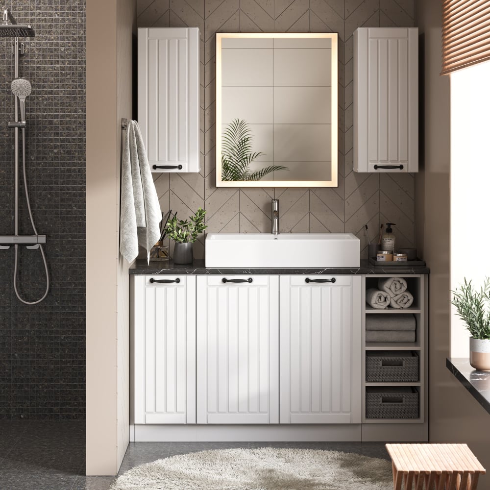 Badschrank mit 3 Schubladen ohne Arbeitsplatte Anthrazit-Gold