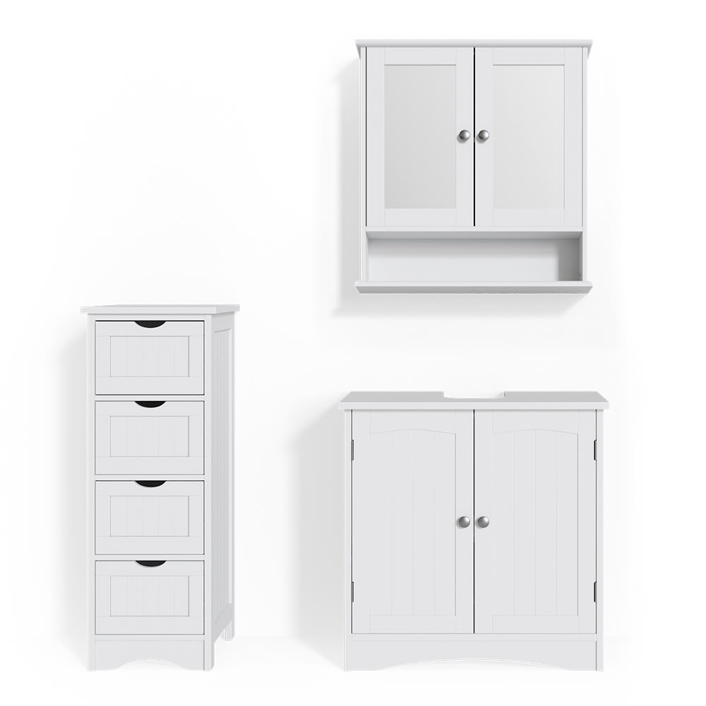 Vicco Badmöbel-Set 3-teilig Weiß 60x60cm style modern Weiß Spanplatte