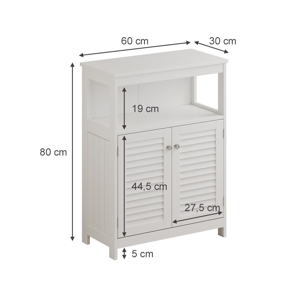 Midischrank mit Türen und offenem Fach, Weiß 60 x 80cm - Maisons