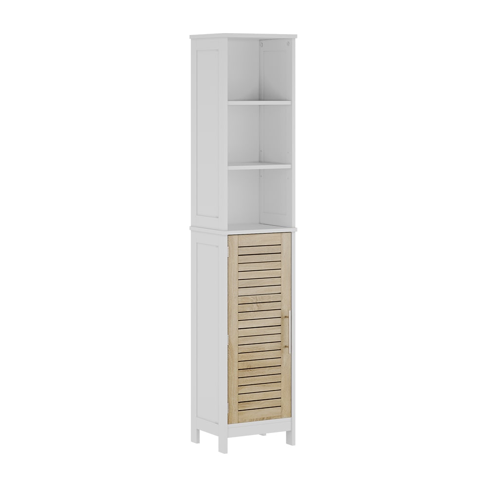 Vicco Hochschrank mit 6 Fächern Weiß/Eiche 35x173cm style modern Weiß Spanplatte