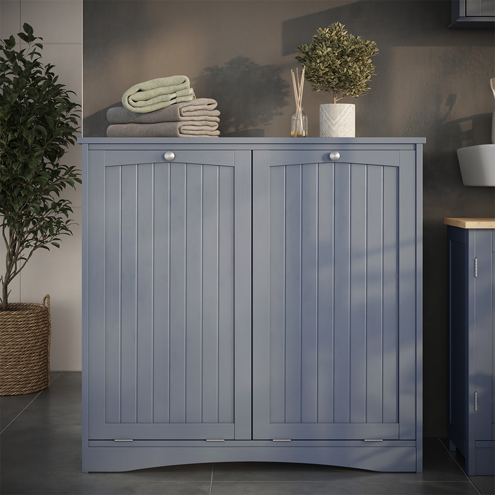 Wäscheschrank mit 2 Wäschekörben Grau 83x80cm - Maisons Du Monde