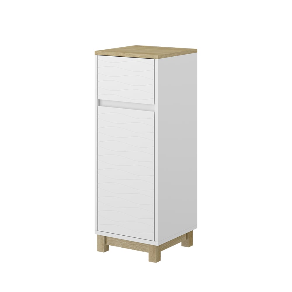 Vicco Midischrank mit Schublade Weiß 30x80cm style modern Weiß Spanplatte