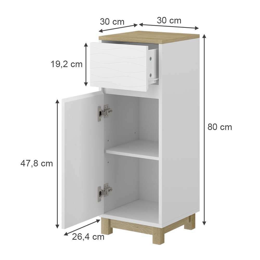 Midischrank mit Schublade Weiß 30x80cm - Maisons Du Monde