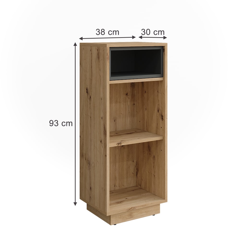 Midischrank mit 3 Fächern Artisan Eiche/Anthrazit 38x93cm -