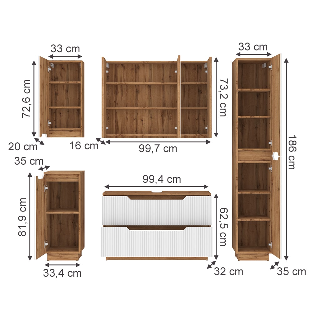 Badmöbel-Set 5-teilig Weiß 100x62.5cm - Maisons Du Monde
