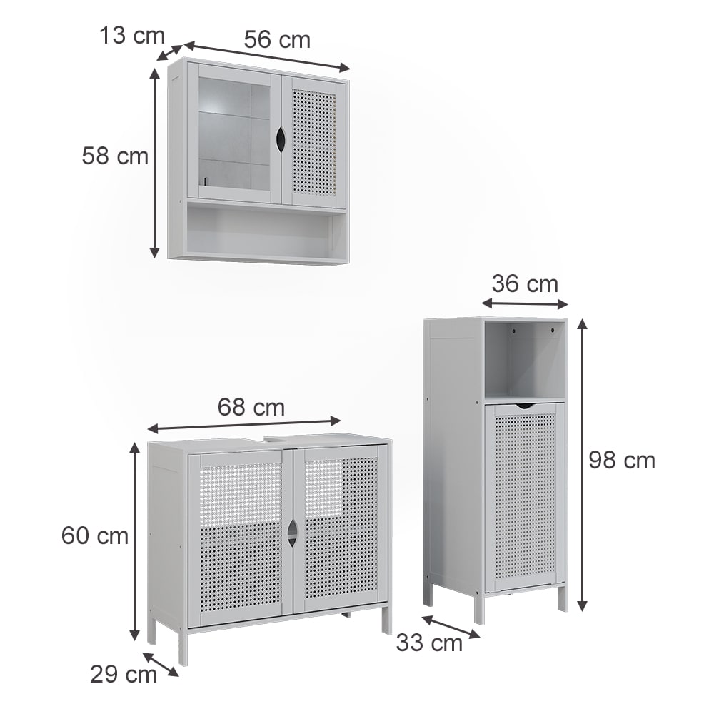 Badmöbel-Set 3-teilig Weiß 70x60cm - Maisons Du Monde