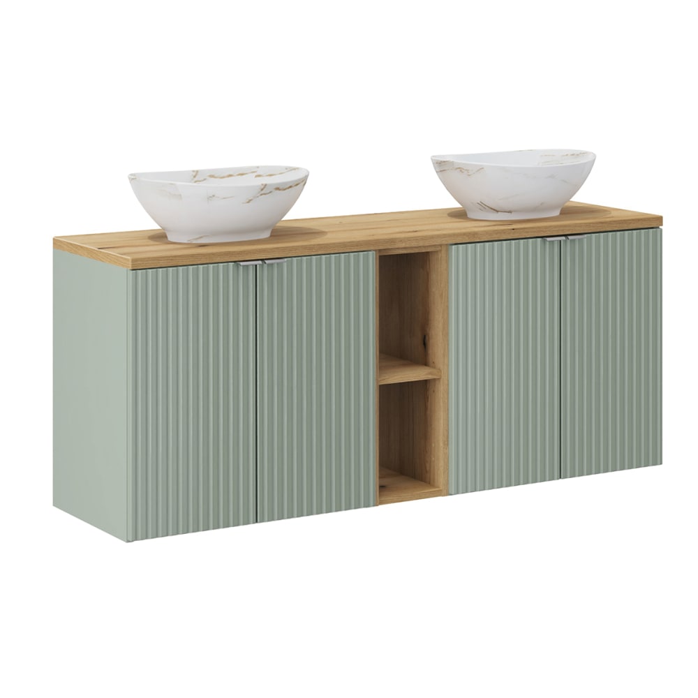 meuble double vasque - portes vert