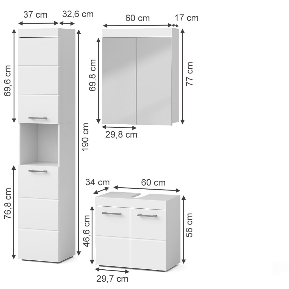 Badmöbel-Set 3-teilig Weiß 60x56cm - Maisons Du Monde