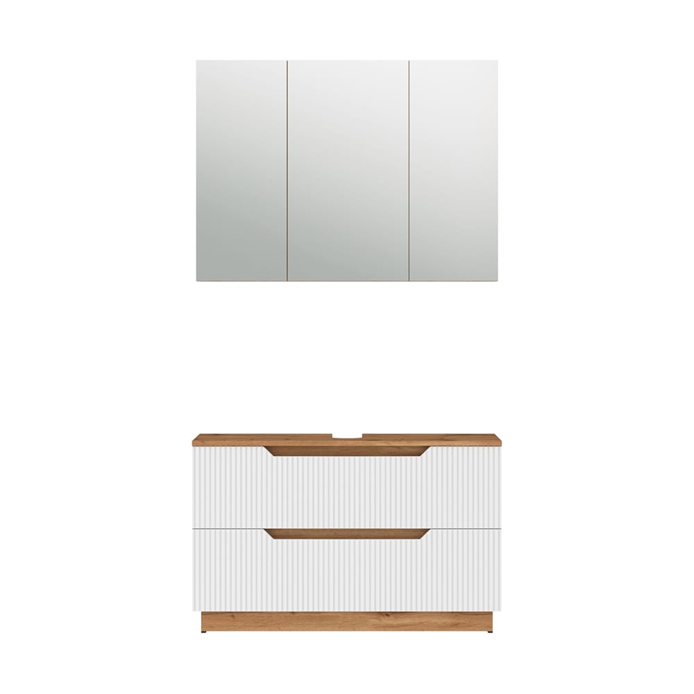 Vicco Badmöbel-Set 2-teilig Weiß 100x62.5cm style modern Weiß Spanplatte