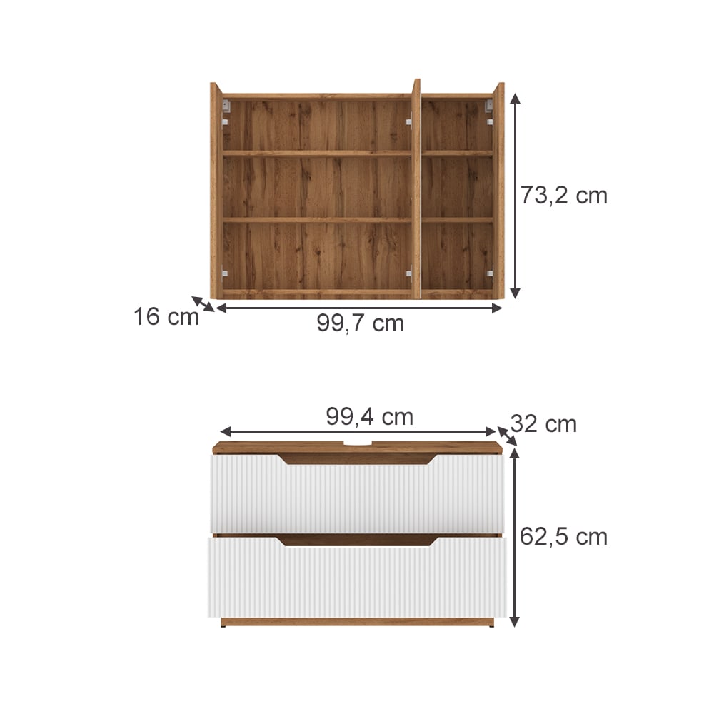 Badmöbel-Set 2-teilig Weiß 100x62.5cm - Maisons Du Monde