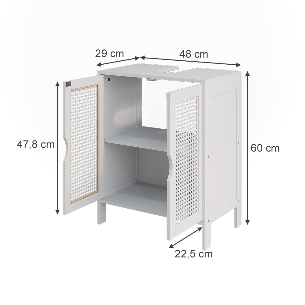 Waschbeckenunterschrank mit 2 Türen Weiß 48x60cm - Maisons Du