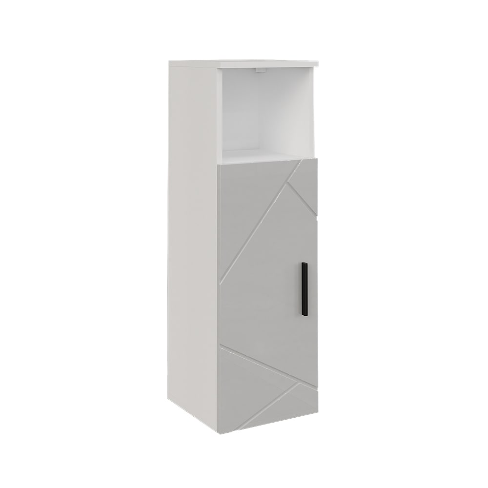 Vicco Midischrank mit Tür Weiß/Weiß Hochglanz 30x93cm style modern Weiß Spanplatte