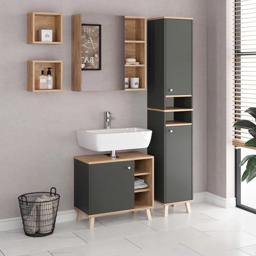 Badmöbel-Set 5-teilig Anthrazit 60x54cm - Maisons Du Monde