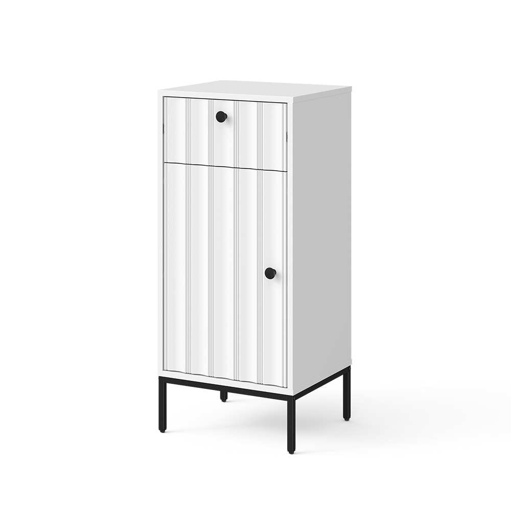 Vicco Midischrank Weiß Riffel 40x87cm style modern Weiß Spanplatte