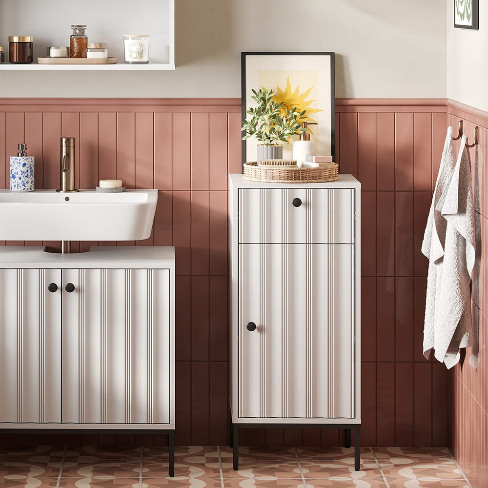 Midischrank Weiß Riffel 40x87cm - Maisons Du Monde