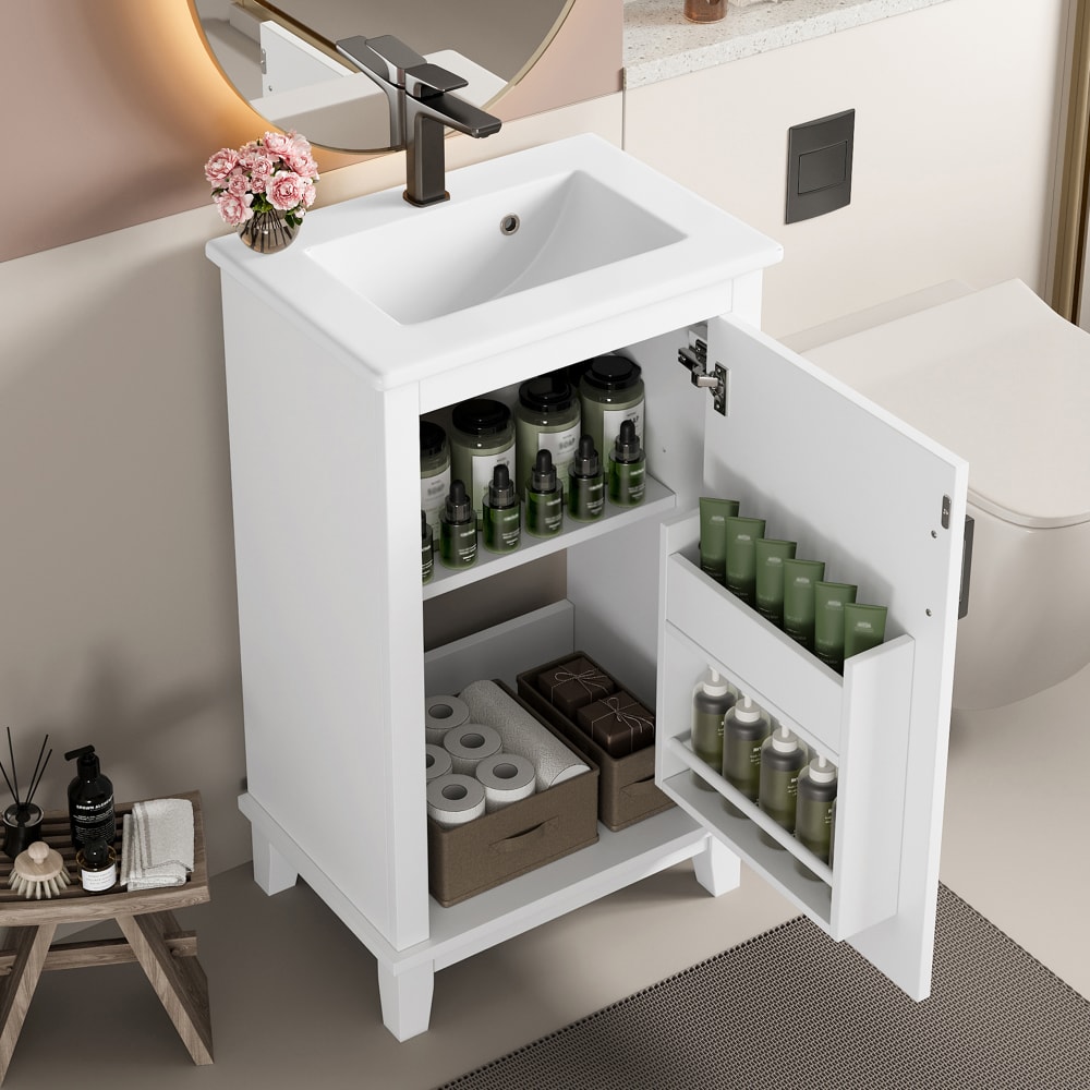 Waschbecken aus Keramik und MDF mit Unterschrank 51x34x83 cm,