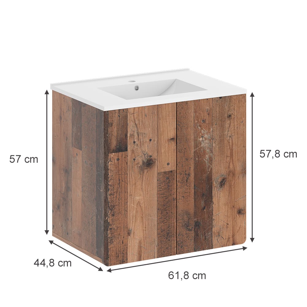 Waschbeckenunterschrank 2-teilig Oldstyle 60x57cm - Maisons Du