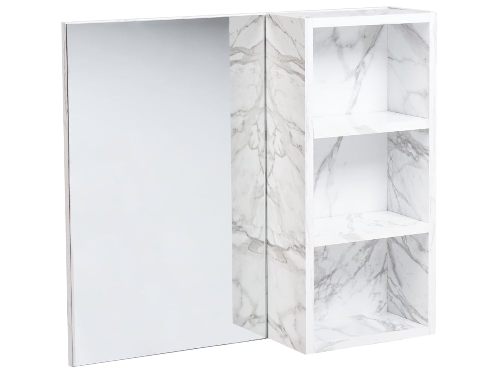 Beliani Bad-Spiegelschrank 60 cm 54 cm Weißer Marmor style modern Weiß Spanplatte