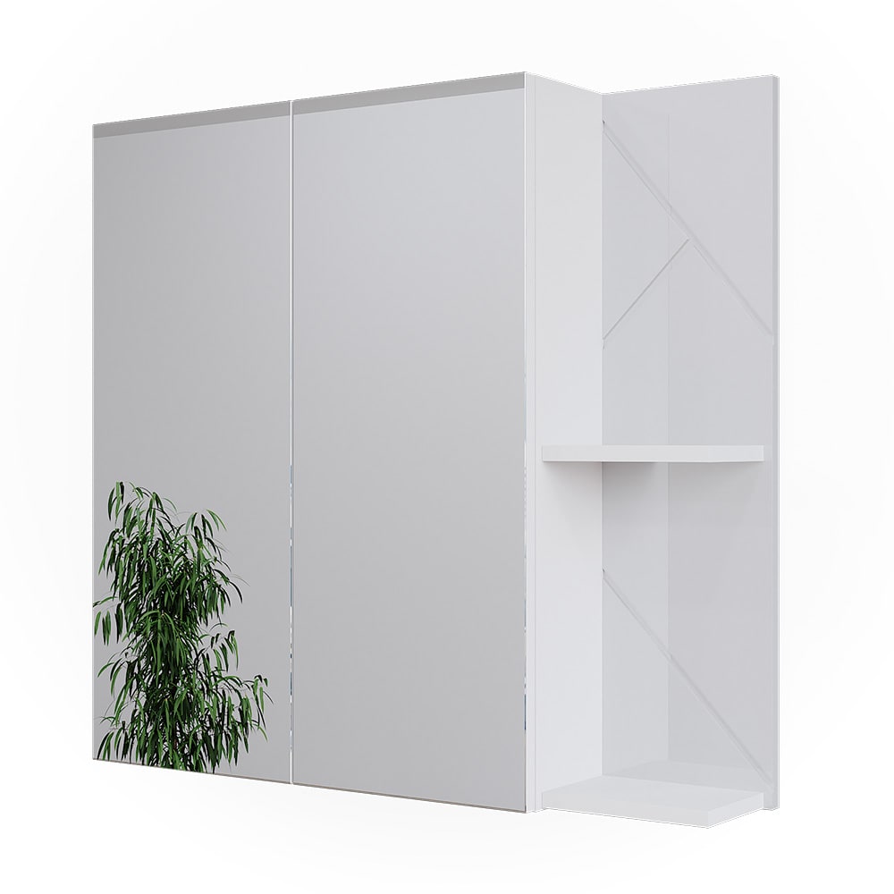Vicco Badspiegelschrank Weiß Hochglanz 80x75cm style modern Weiß Spanplatte