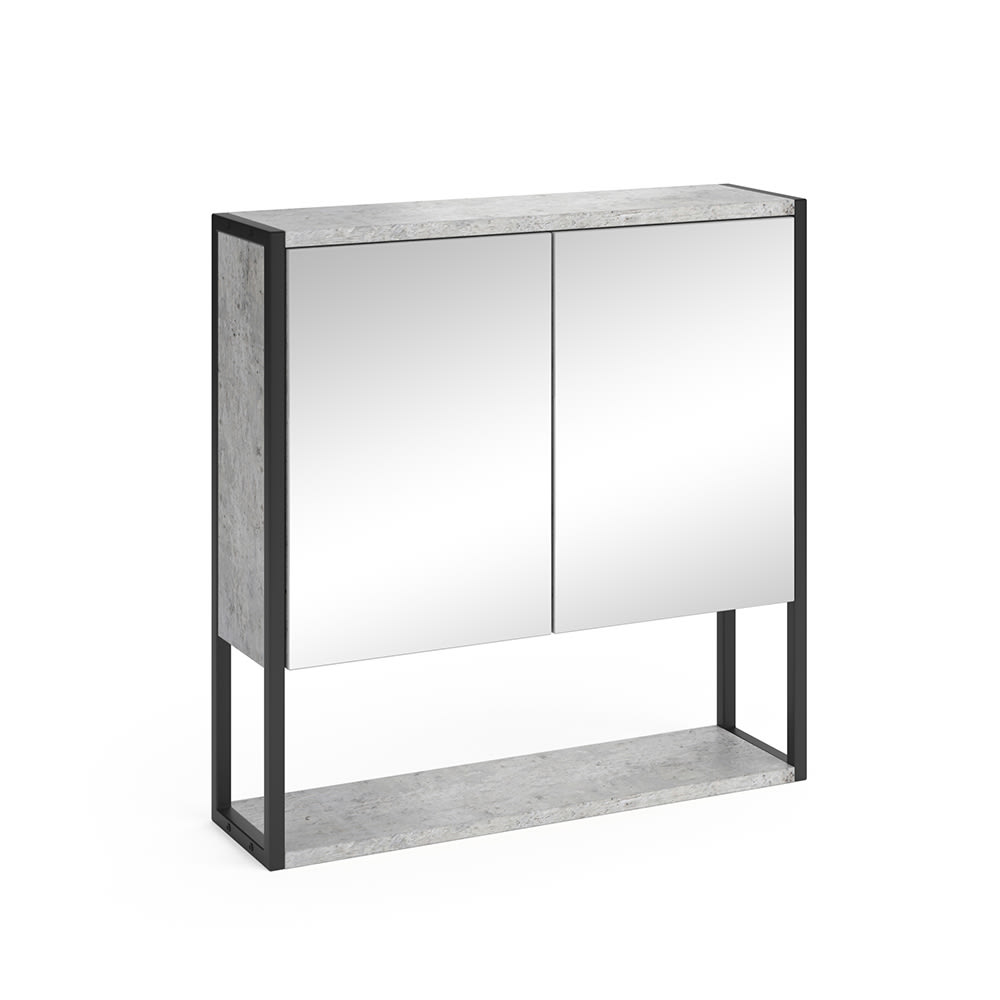 Vicco Badspiegelschrank Beton 60x60.6cm style modern Grau Spanplatte