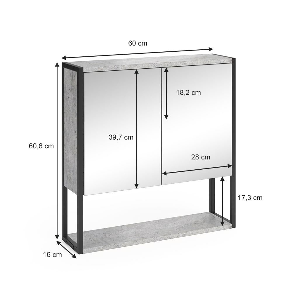 Badspiegelschrank Beton 60x60.6cm - Maisons Du Monde