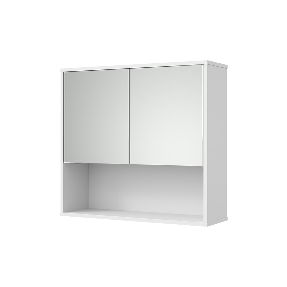 Vicco Badspiegelschrank Weiß Riffel 70x65cm style modern Weiß Spanplatte