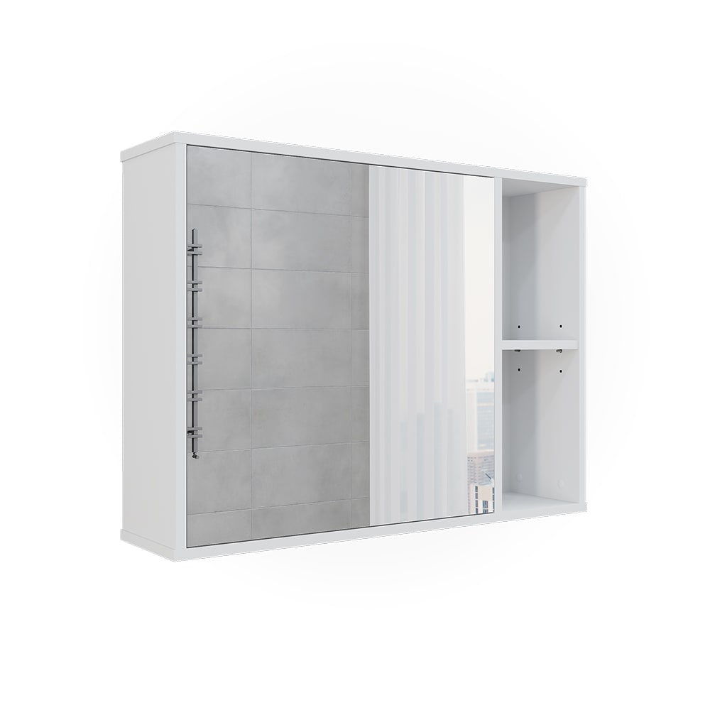Vicco Badspiegelschrank Weiß 80x60cm style modern Weiß Spanplatte