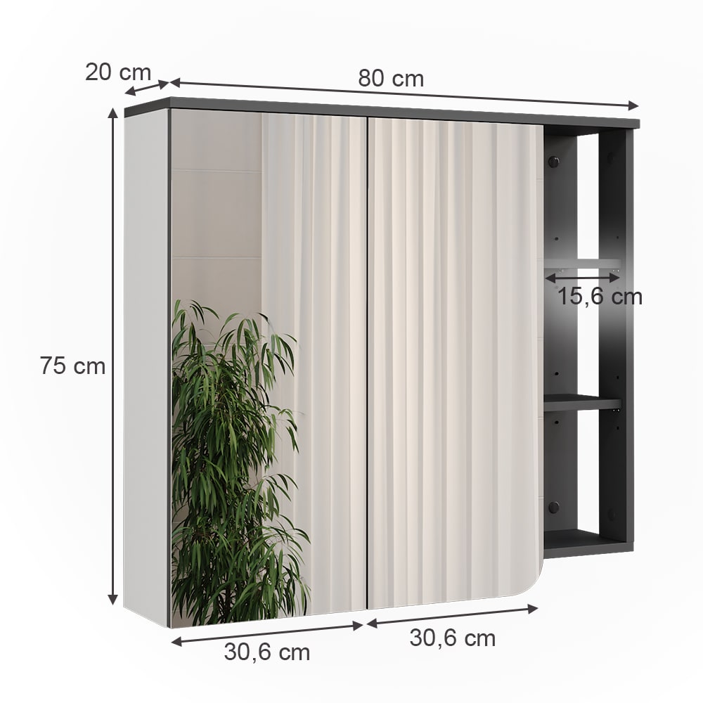 Spiegelschrank Anthrazit/Weiß 80x75cm - Maisons Du Monde