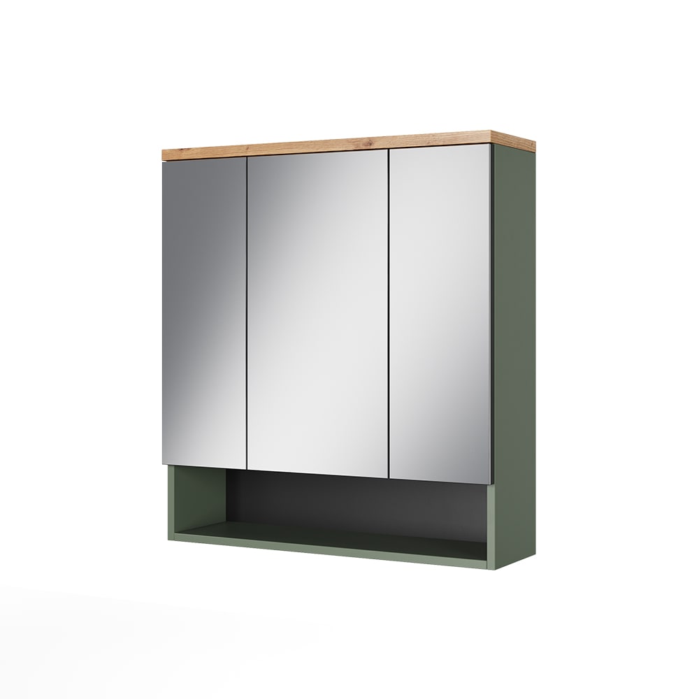 Vicco Badspiegelschrank mit 3 Spiegeltüren Grün/Artisan 70x77.5cm style modern Grün Spanplatte