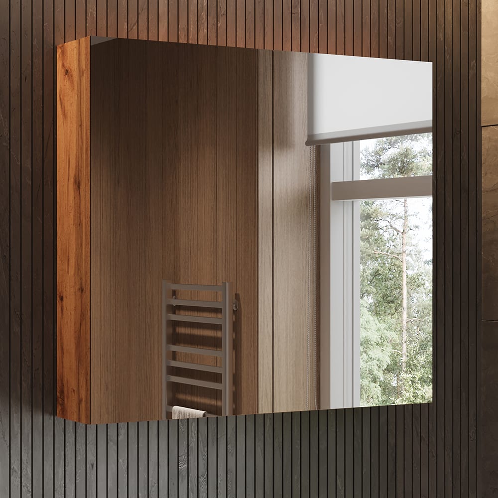 Badspiegelschrank mit 2 Türen Eiche 79.7x73.2cm - Maisons Du