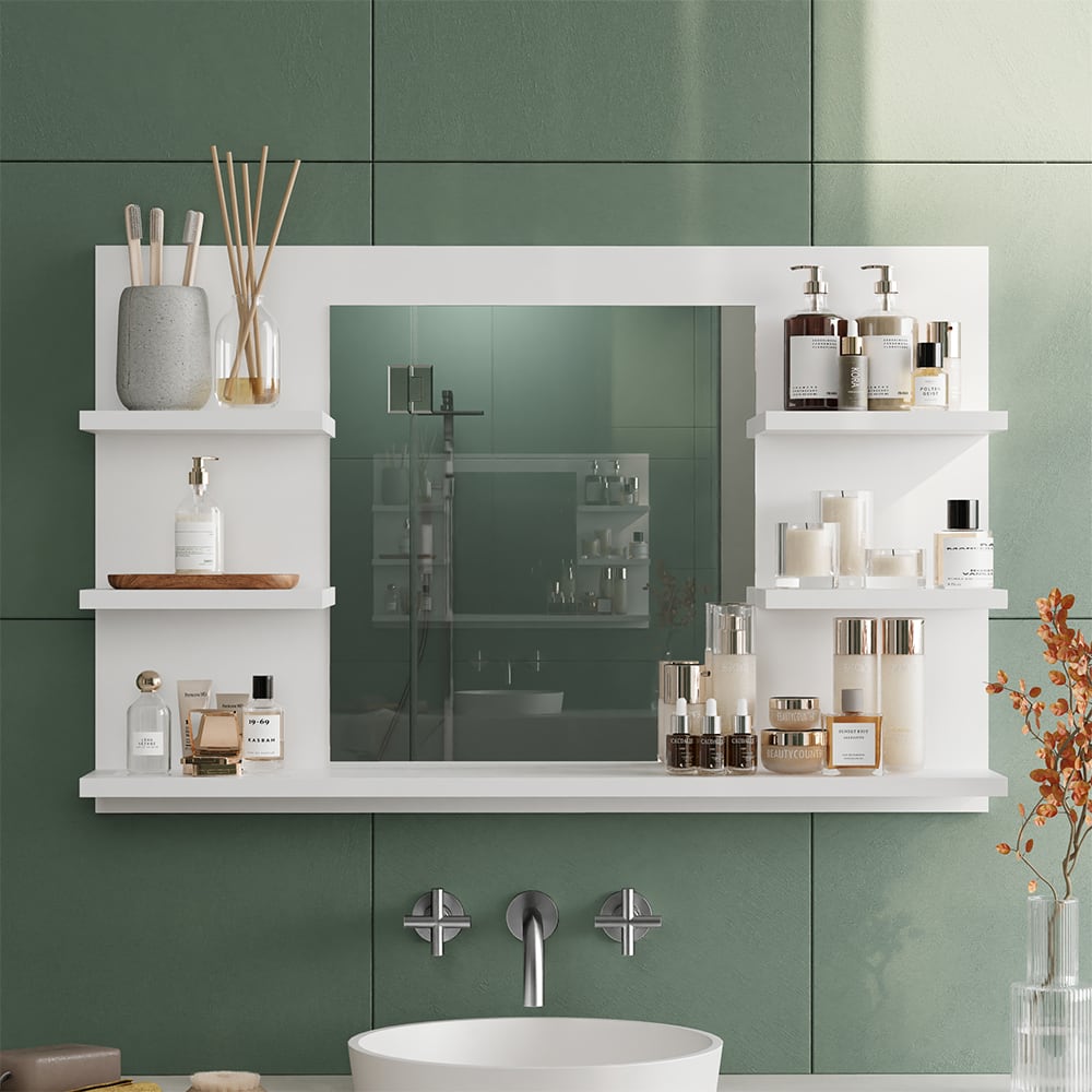 Badspiegelschrank mit Regalen Weiß 78x50cm - Maisons Du Monde
