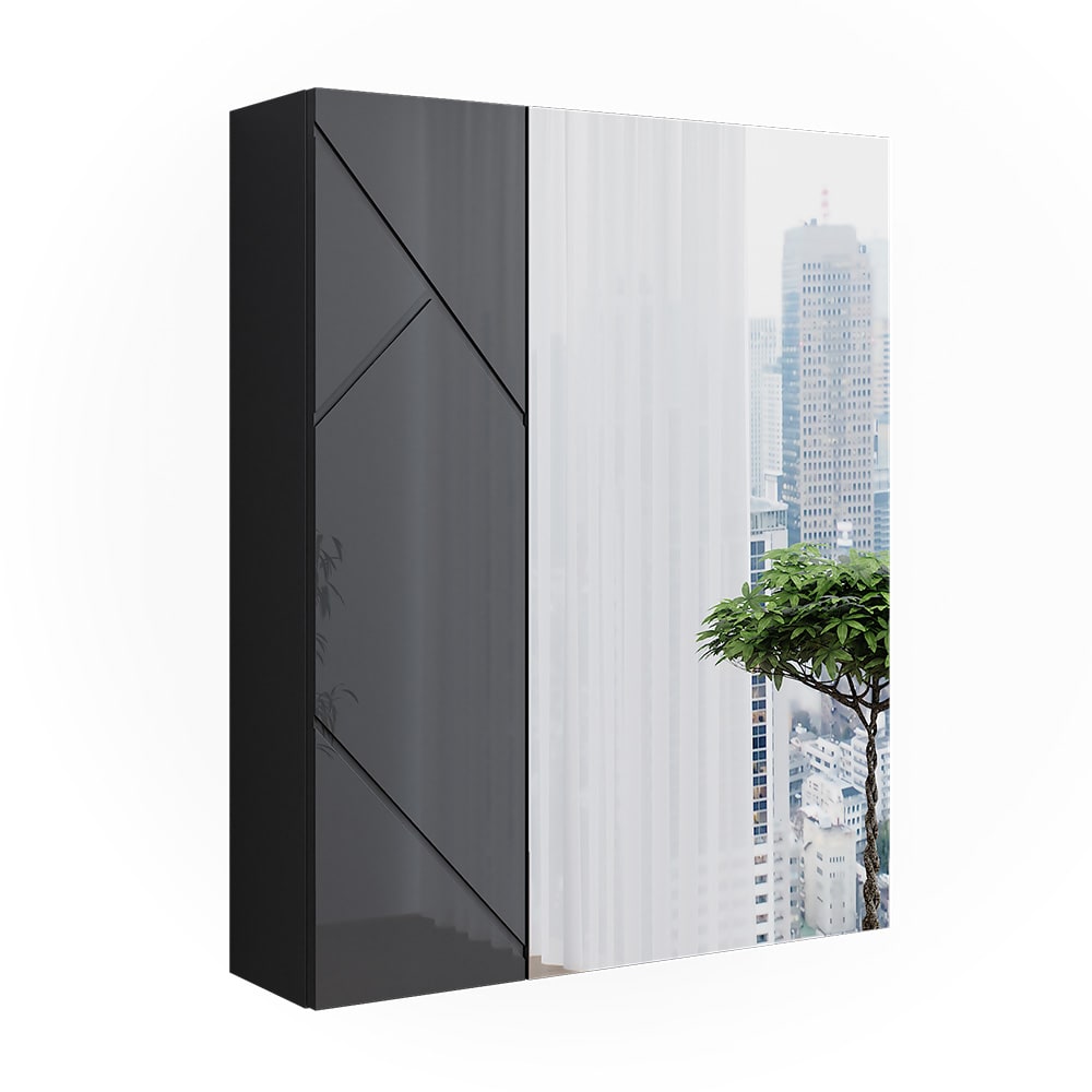 Vicco Badspiegelschrank 0 Anthrazit Hochglanz 60x75cm style modern Grau Spanplatte