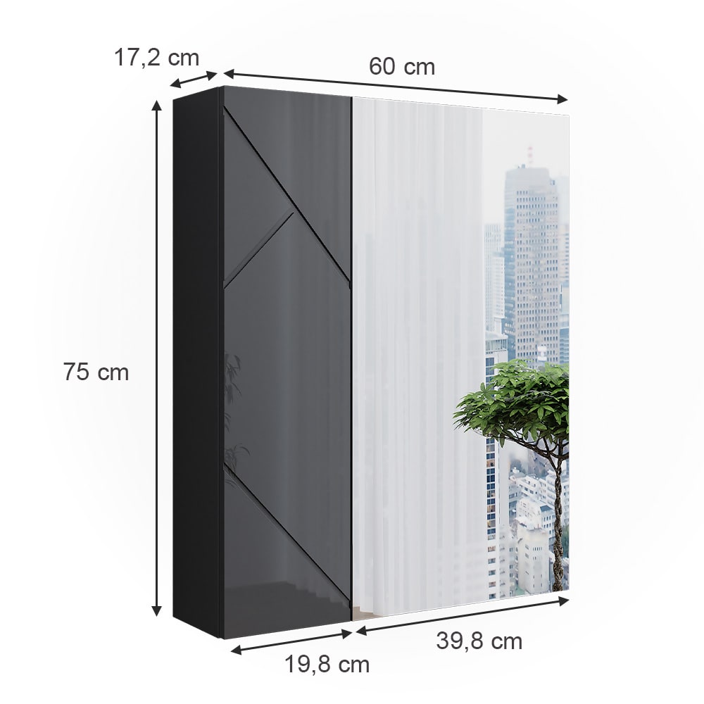 Badspiegelschrank 0 Anthrazit Hochglanz 60x75cm - Maisons Du