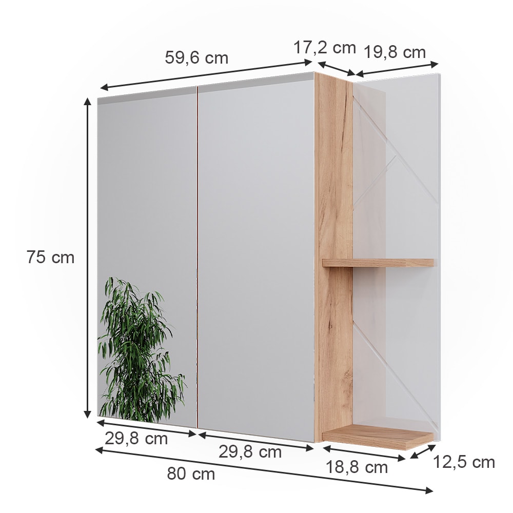 Badspiegelschrank 0 Weiß Hochglanz 80x75cm - Maisons Du Monde