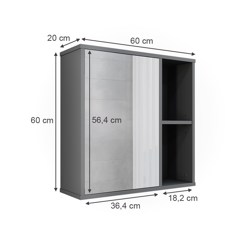 Badspiegelschrank  Anthrazit 60x60cm - Maisons Du Monde