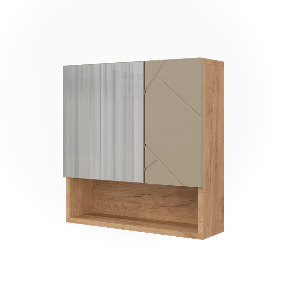 Vicco Badspiegelschrank Goldkraft Eiche 54x55cm style modern Beige Spanplatte
