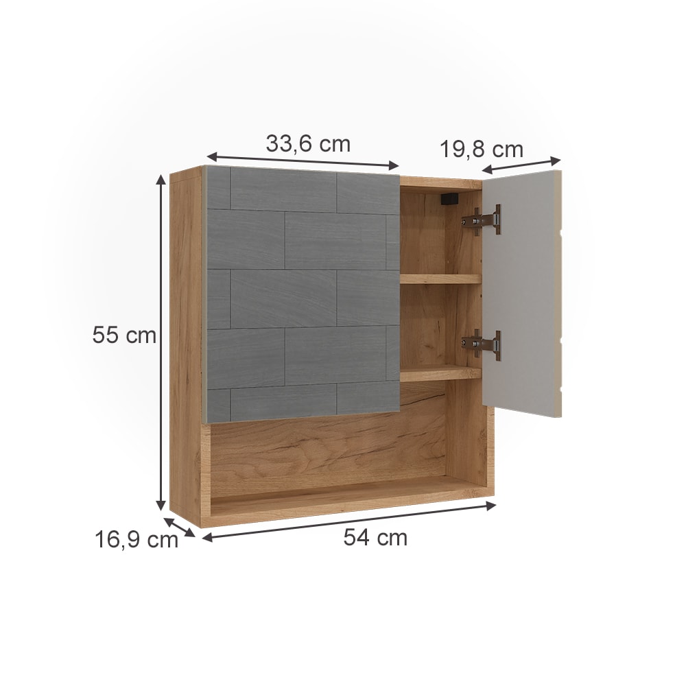 Badspiegelschrank  Goldkraft Eiche 54x55cm - Maisons Du Monde