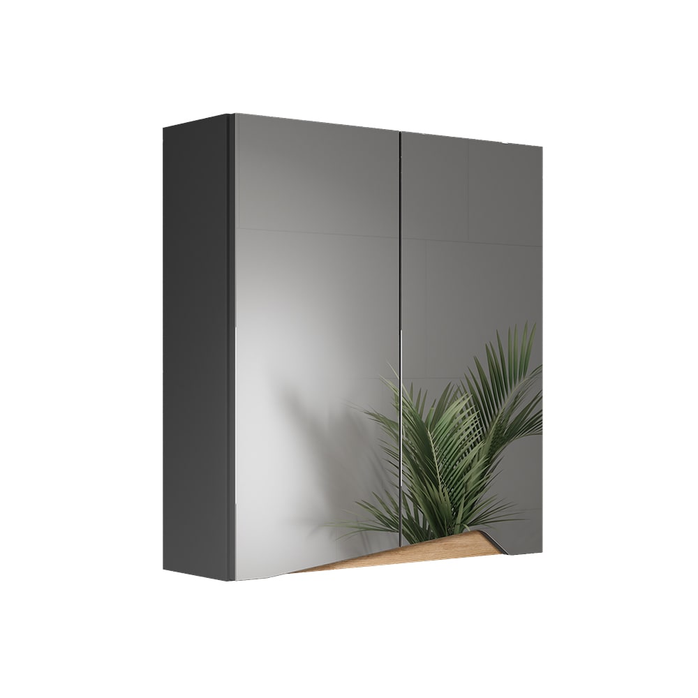 Vicco Spiegelschrank mit höhenverstellbarem Einlegeboden Anthrazit 60x67 style modern Schwarz Spanplatte