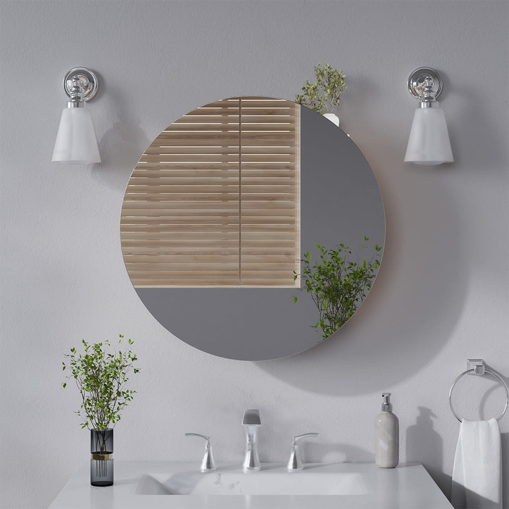 Badspiegelschrank mit 2 Fächern Anthrazit 60x60cm - Maisons Du