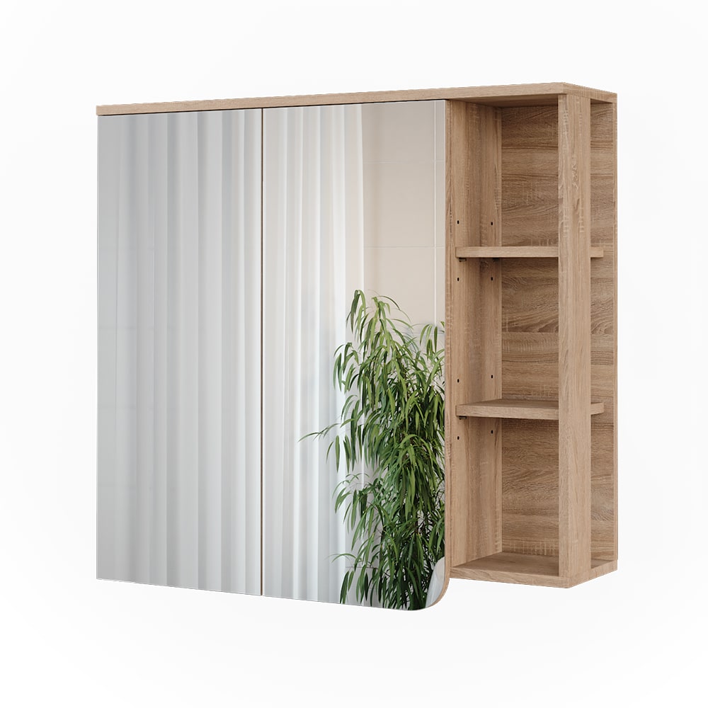 Vicco Spiegelschrank Sonoma/Weiß 80x75cm style modern Braun Spanplatte