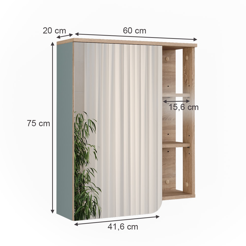 Spiegelschrank  Sonoma/Blau 60x75cm - Maisons Du Monde