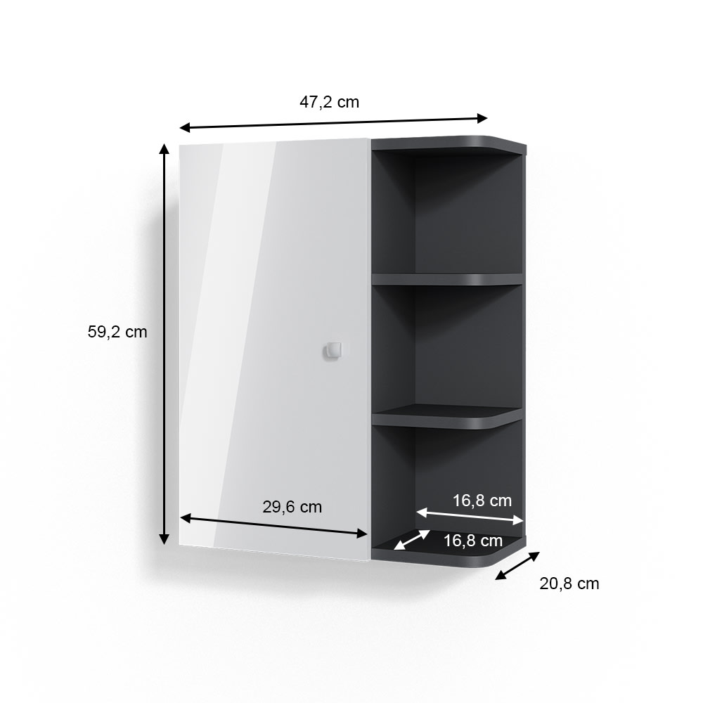 Badschrank, Weiß Hochglanz 47.2 x 59.2cm - Maisons Du Monde