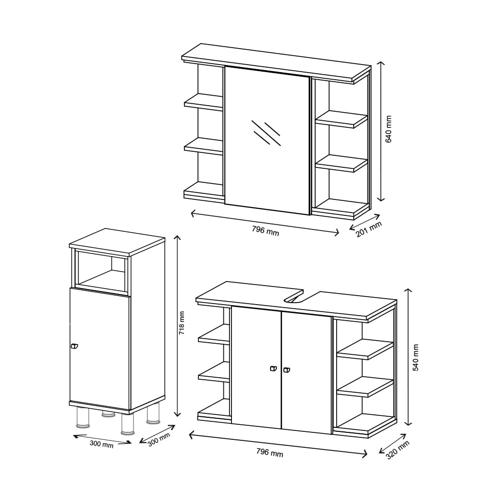 Badmöbel-Set 3-teilig Anthrazit 80x64cm - Maisons Du Monde