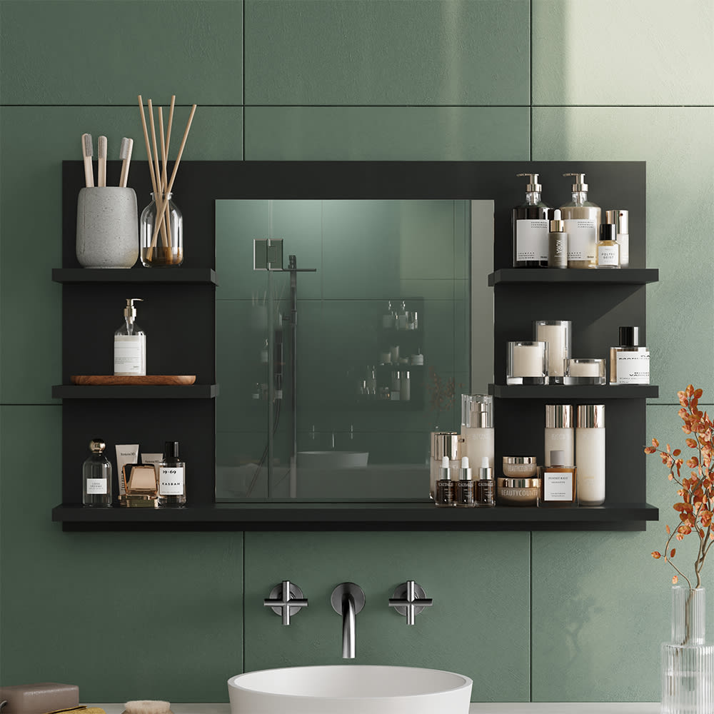 Badspiegelschrank mit Regalen Anthrazit 78x50cm - Maisons Du